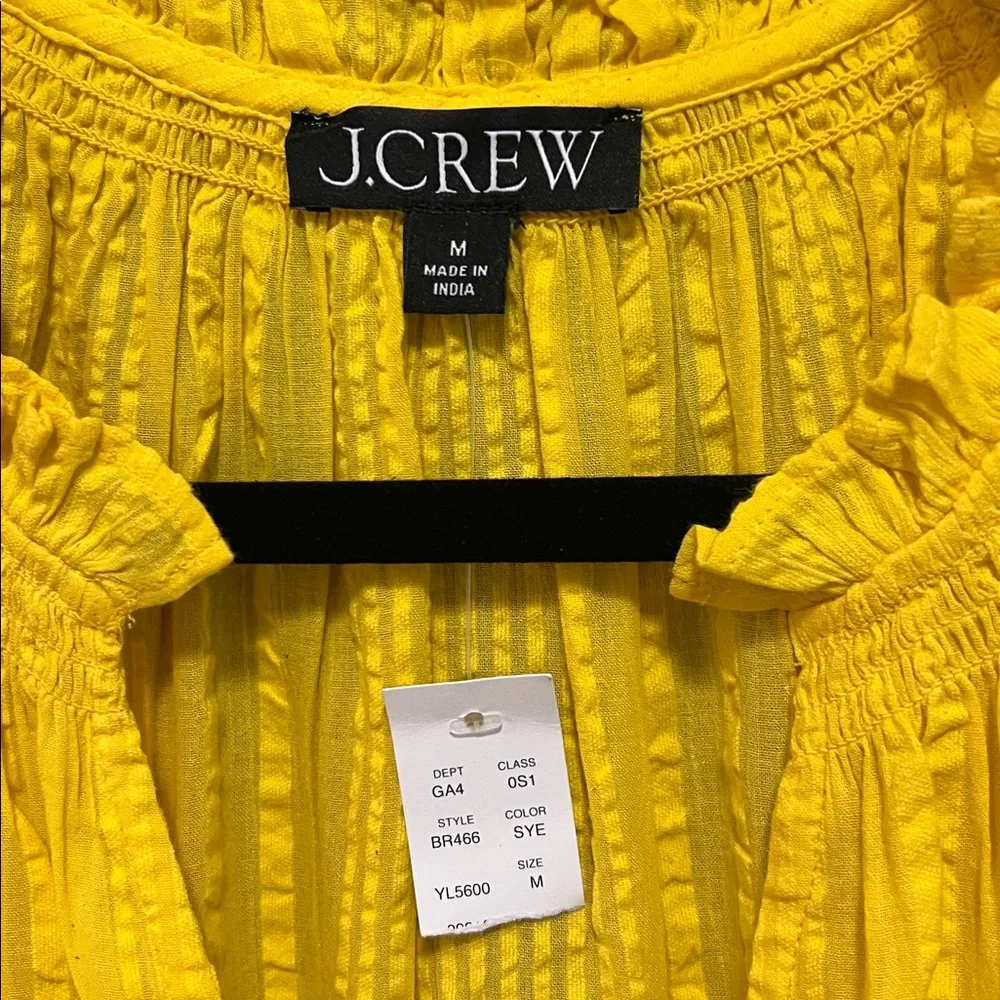 J Crew NWT Ruffle trim yellow tiered dress cotton size medium - Picture 3 of 4